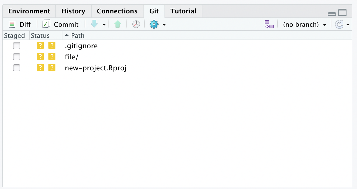 Top right &ldquo;Git&rdquo; pane in RStudio